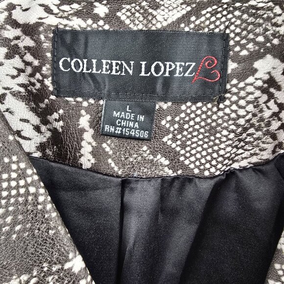 Colleen Lopez Snake Print Faux Leather Moto Jacket With Zipper Accents - Picture 5 of 9